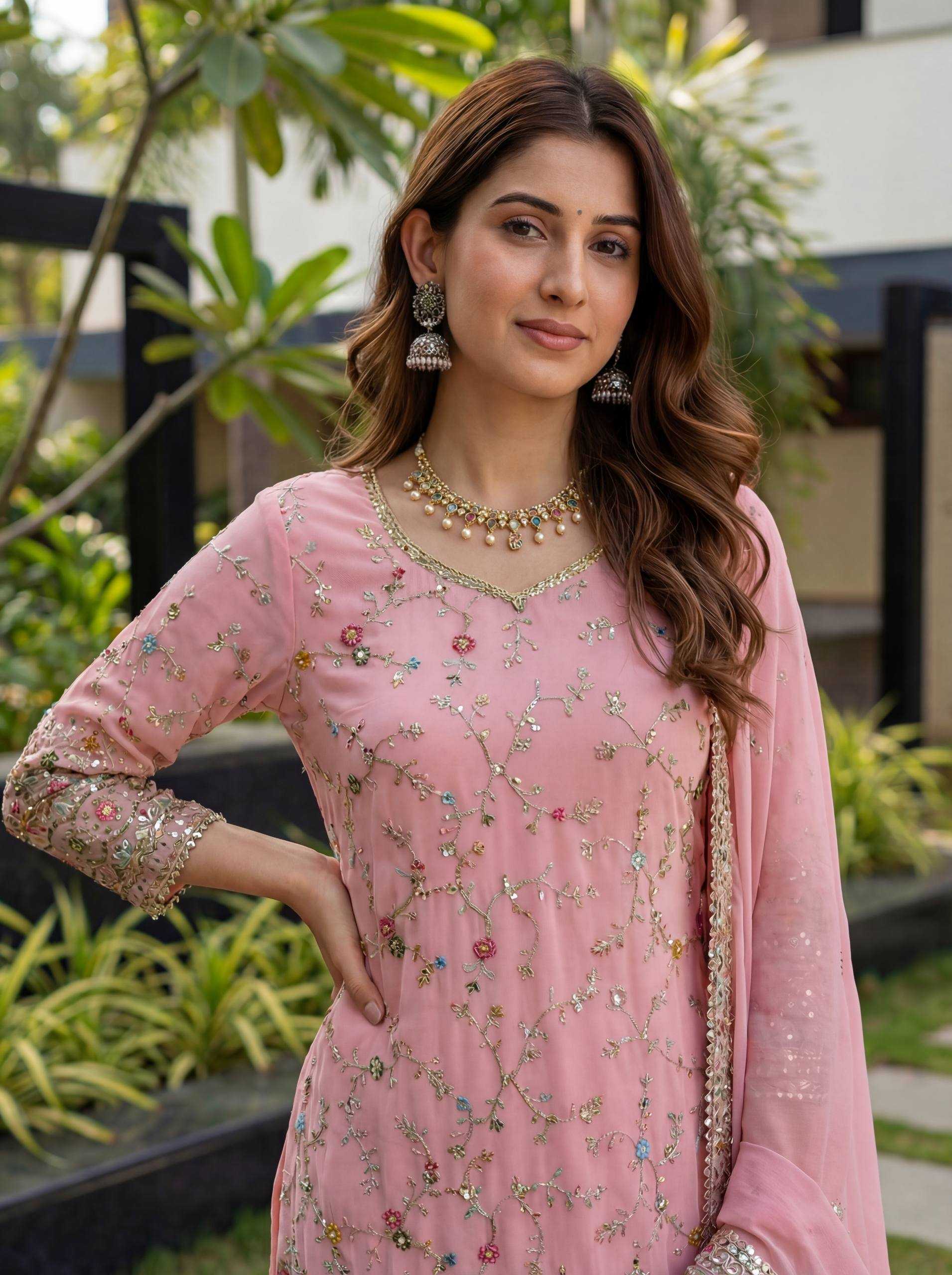 Ynf Faux Georgette KESH533 5152 Kurti Islamic Clothing Wholesale Pakistani Suits Georgette Kurti Embroidered Kurtis Manufacturer- Kapda Export