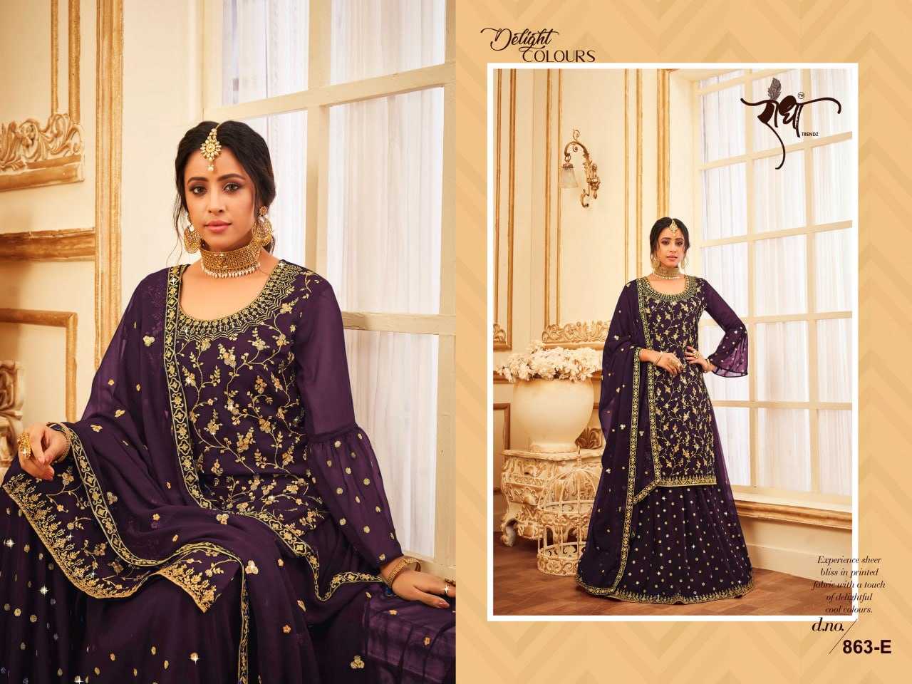 Ynf Faux Georgette KESH738 863 Suits & Dresses Wholesale Sharara Salwar Suits Embroidery Suits Georgette Suit Manufacturer- Kapda Export
