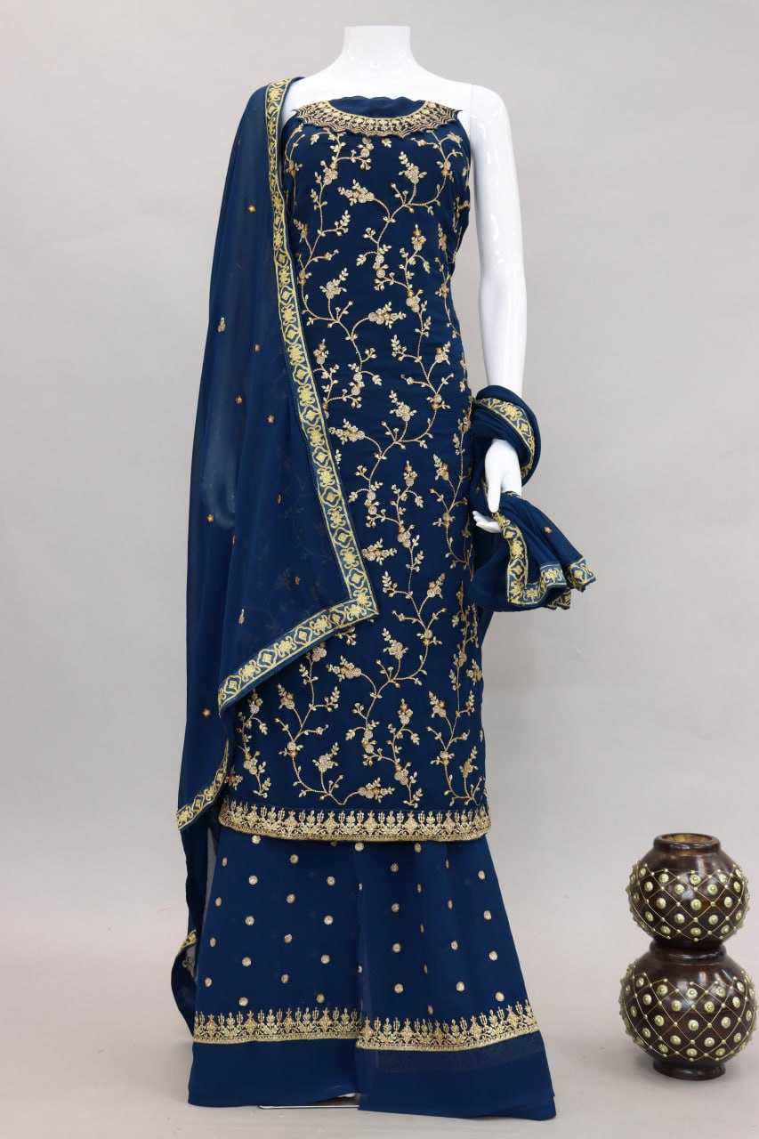 Ynf Faux Georgette KESH738 863 Suits & Dresses Wholesale Sharara Salwar Suits Embroidery Suits Georgette Suit Manufacturer- Kapda Export