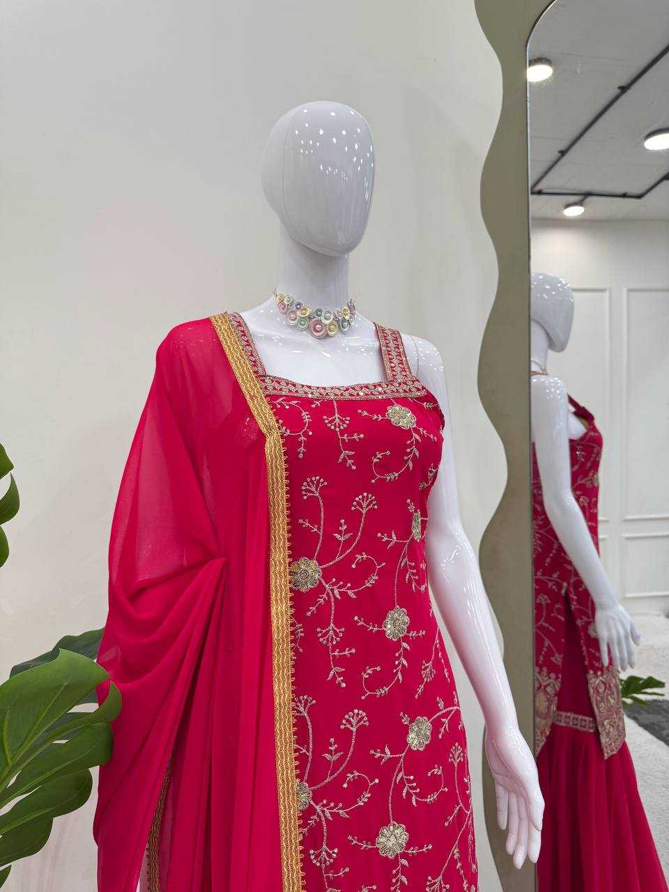 Ynf Faux Georgette RIN162 5755 Suits & Dresses Wholesale Sharara Salwar Suits Georgette Suit Designer Suits Manufacturer- Kapda Export