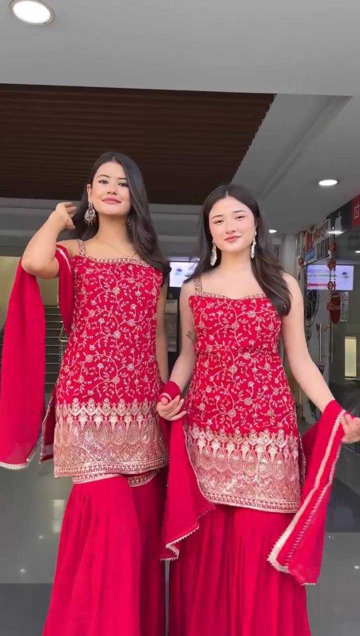 Ynf Faux Georgette RIN162 5755 Suits & Dresses Wholesale Sharara Salwar Suits Georgette Suit Designer Suits Manufacturer- Kapda Export