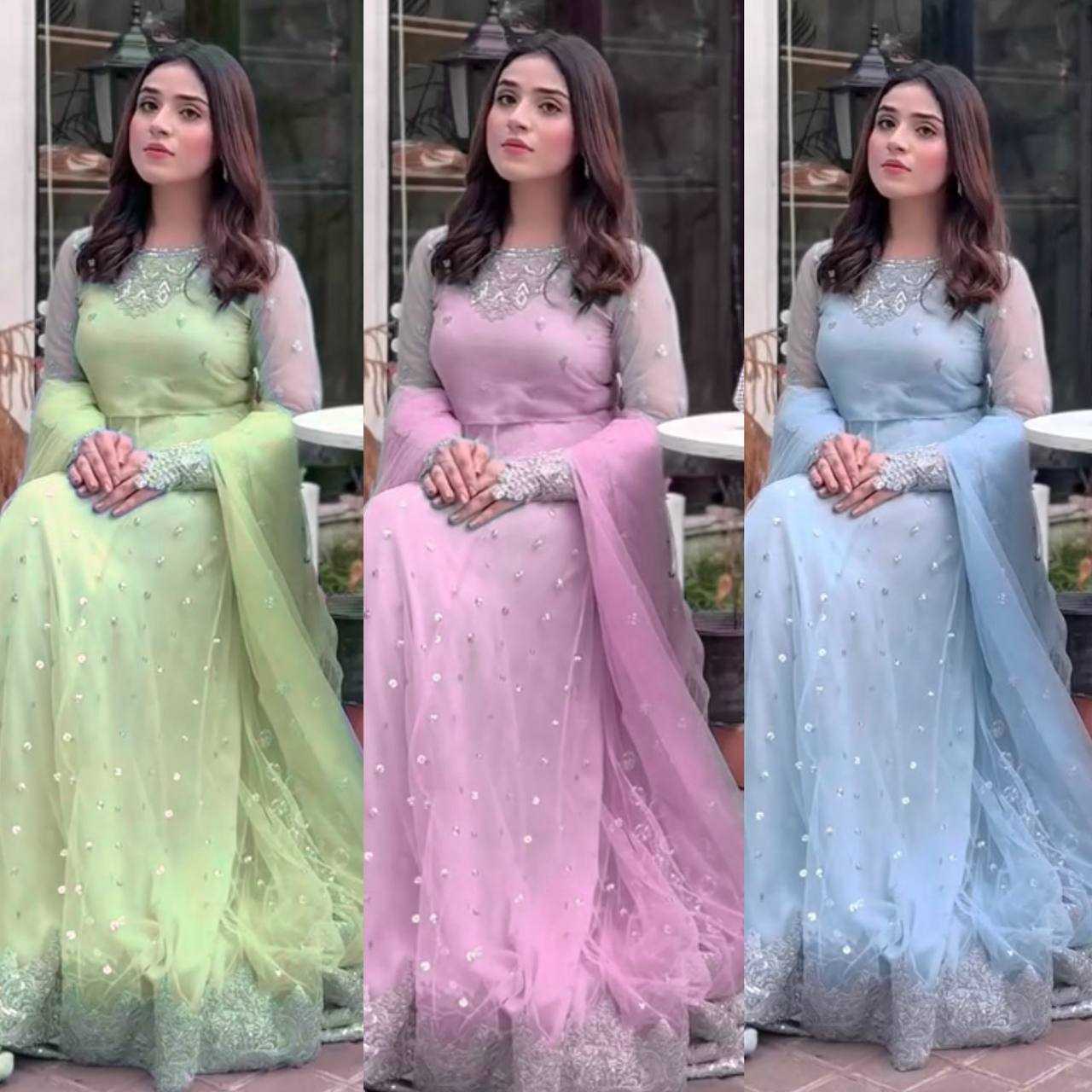 Ynf Faux Georgette RIN162 5976 Gowns Wholesale Embroidery Gowns Designer Gowns Sequin Gowns Manufacturer- Kapda Export