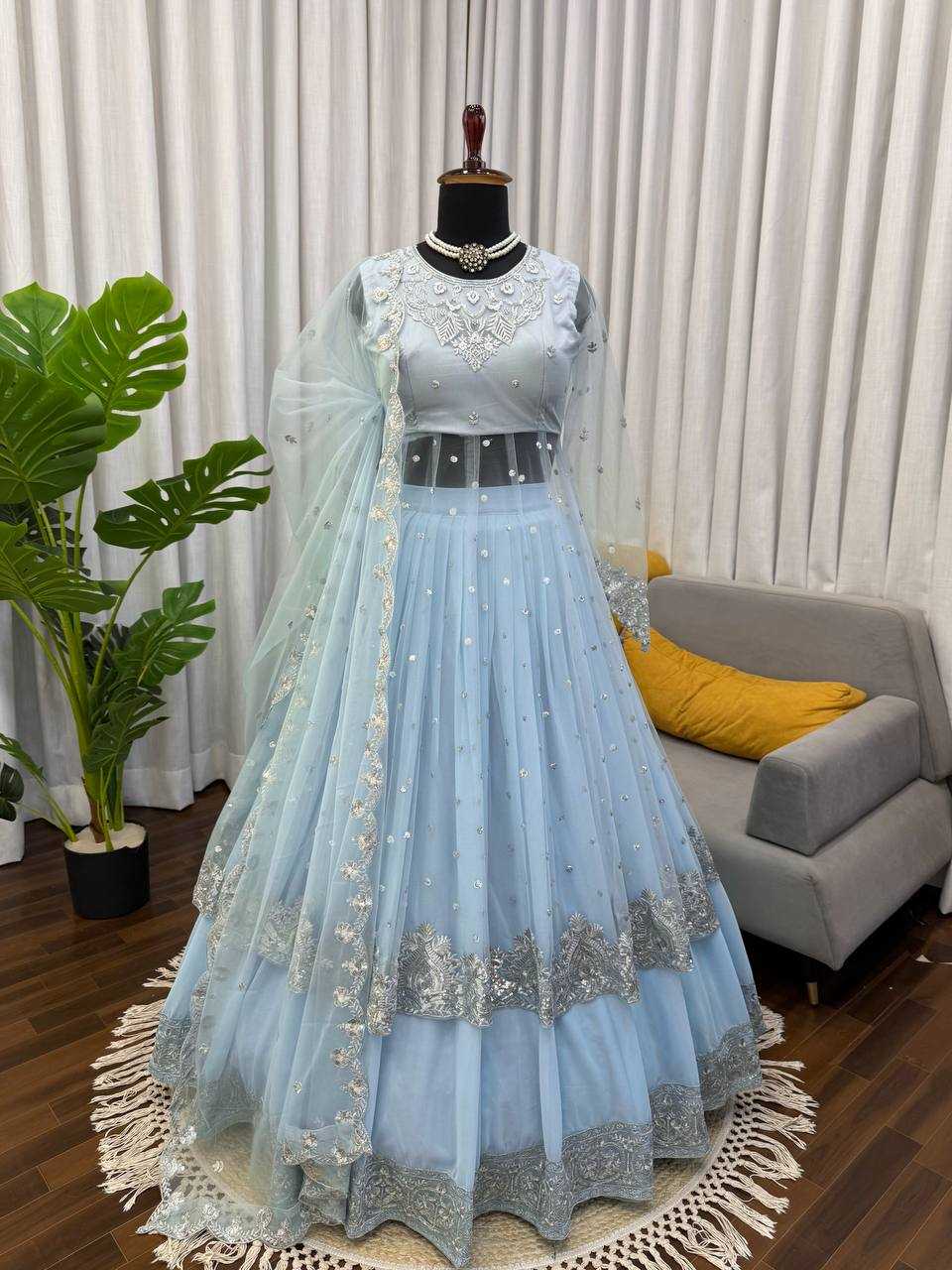 Ynf Faux Georgette RIN162 5976 Gowns Wholesale Embroidery Gowns Designer Gowns Sequin Gowns Manufacturer- Kapda Export