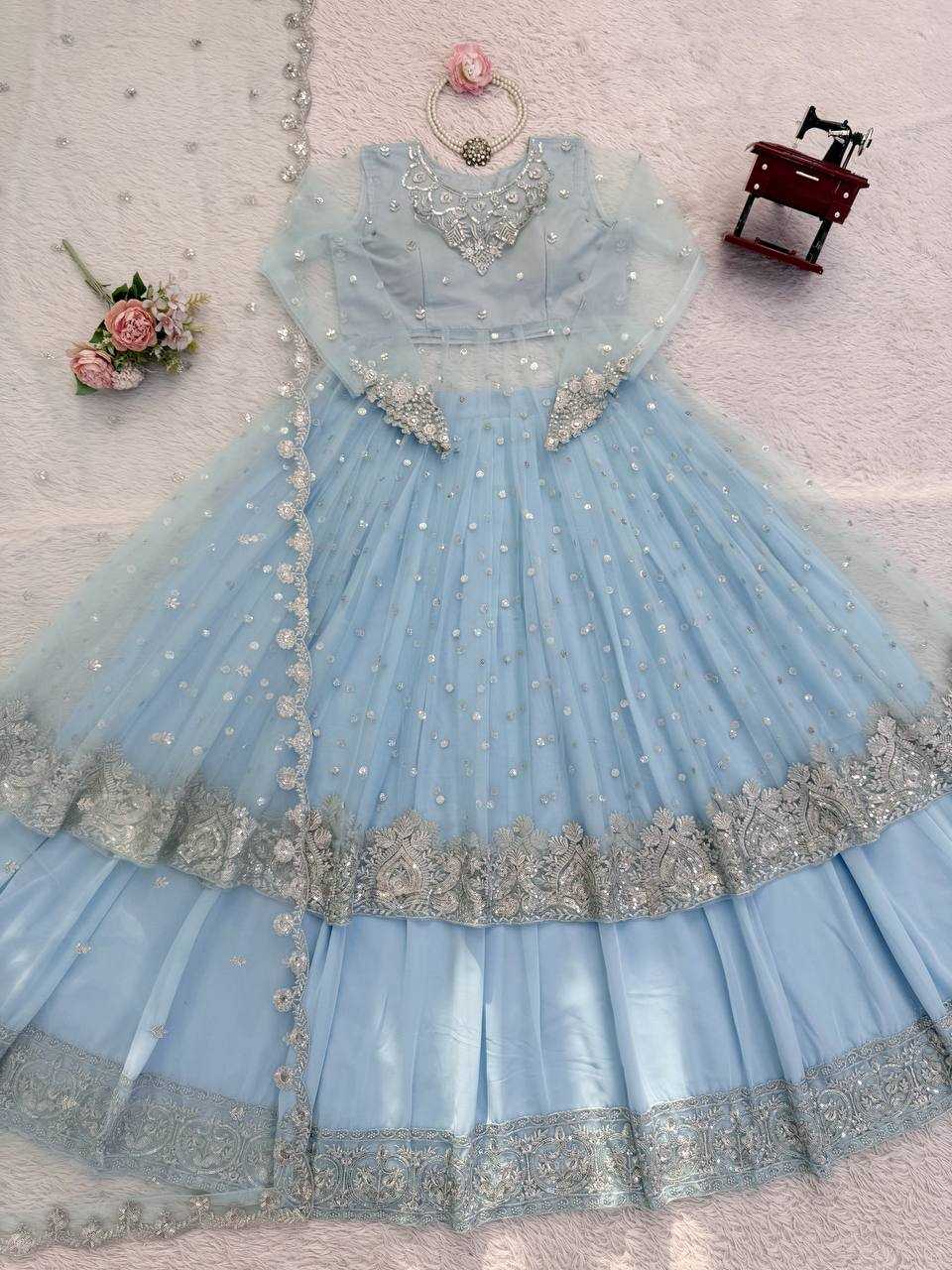 Ynf Faux Georgette RIN162 5976 Gowns Wholesale Embroidery Gowns Designer Gowns Sequin Gowns Manufacturer- Kapda Export