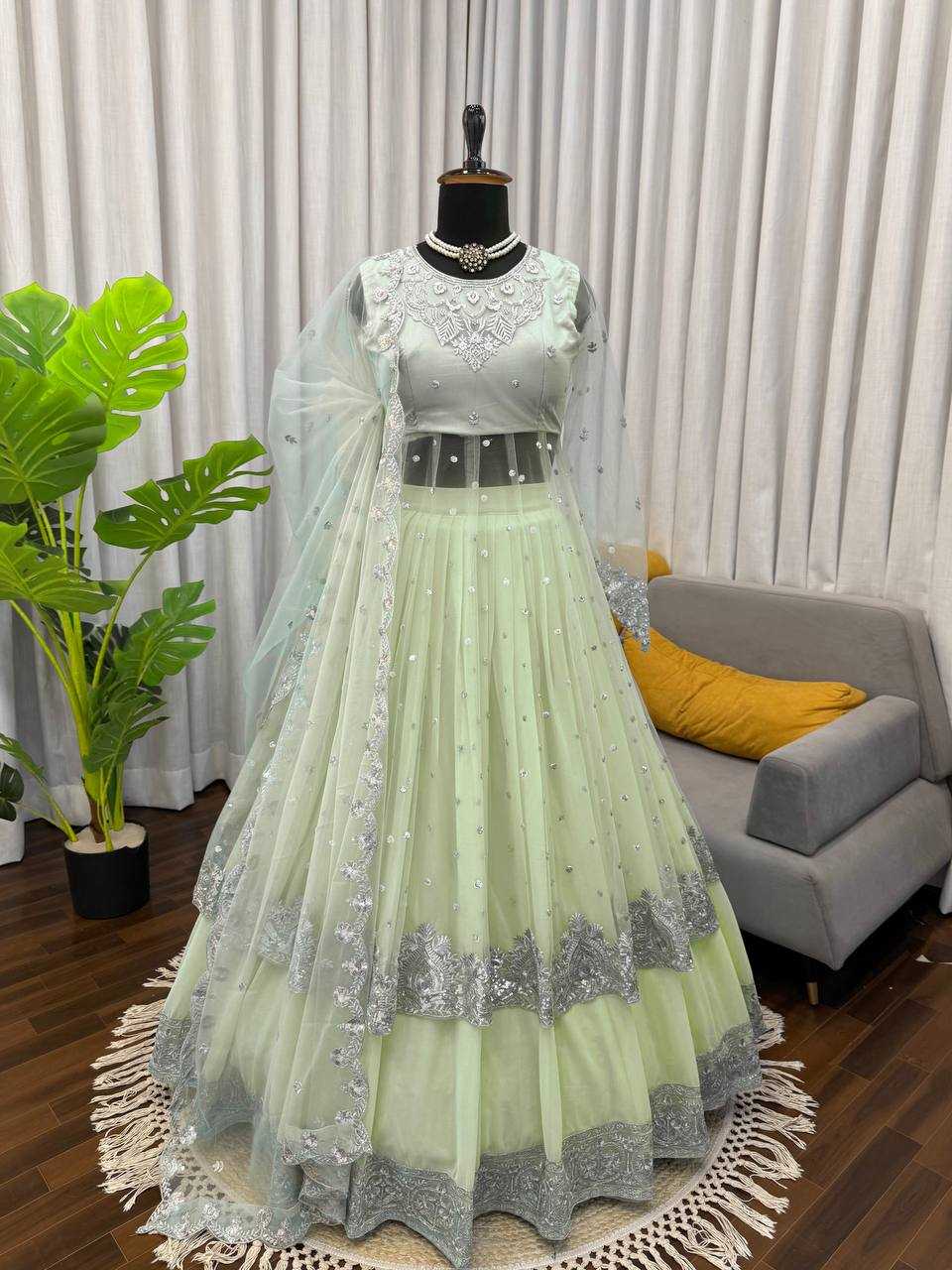 Ynf Faux Georgette RIN162 5976 Gowns Wholesale Embroidery Gowns Designer Gowns Sequin Gowns Manufacturer- Kapda Export