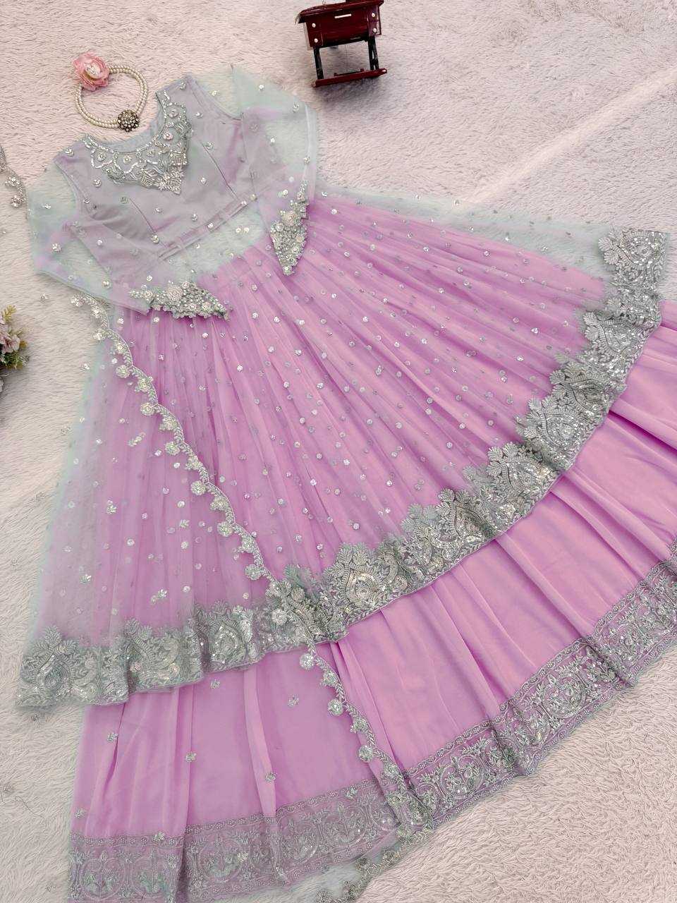 Ynf Faux Georgette RIN162 5976 Gowns Wholesale Embroidery Gowns Designer Gowns Sequin Gowns Manufacturer- Kapda Export