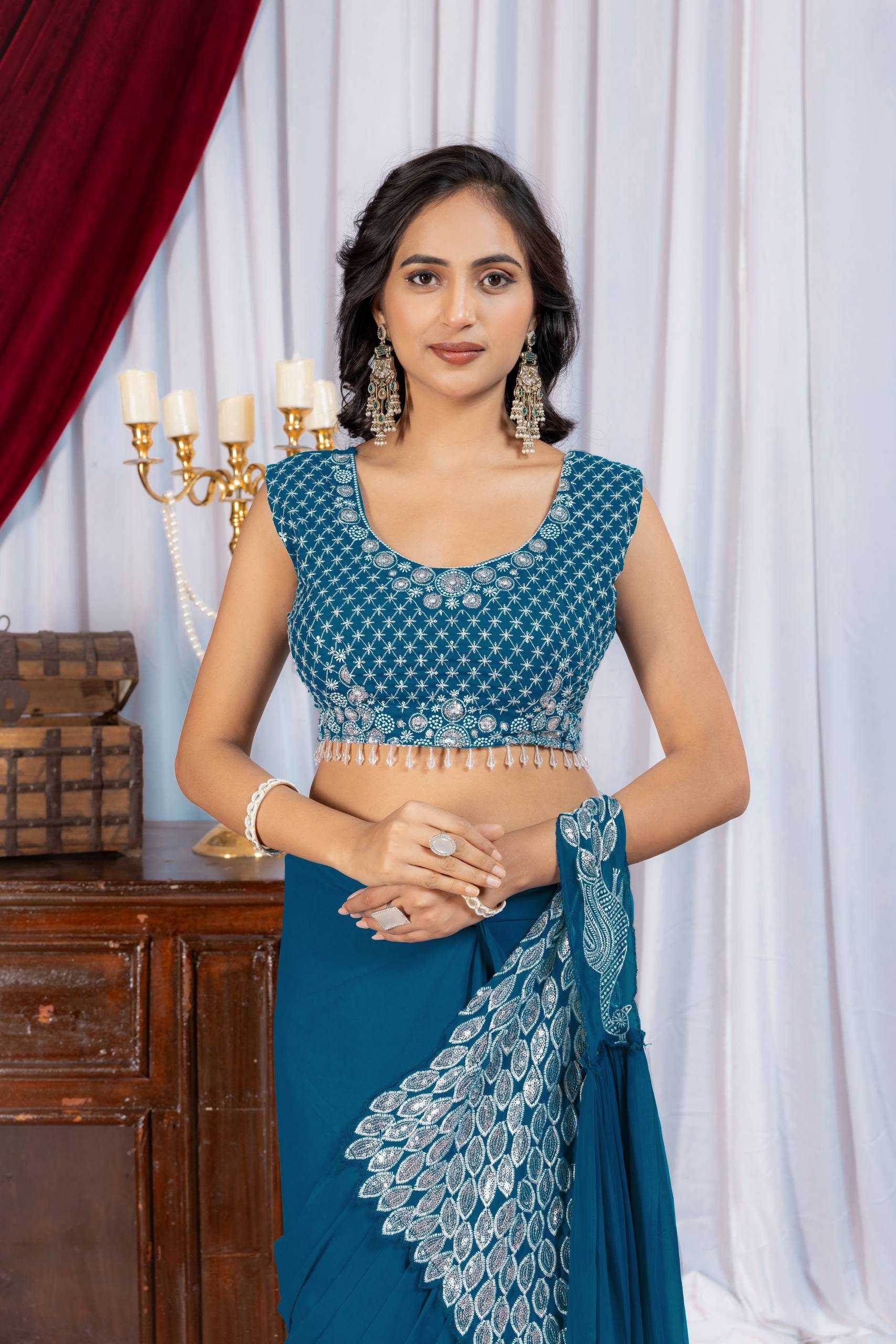 Ynf Faux Georgette RIN215 1165 Sarees Wholesale Designer Sarees Ready To Wear Sarees Embroidered Sarees Manufacturer- Kapda Export