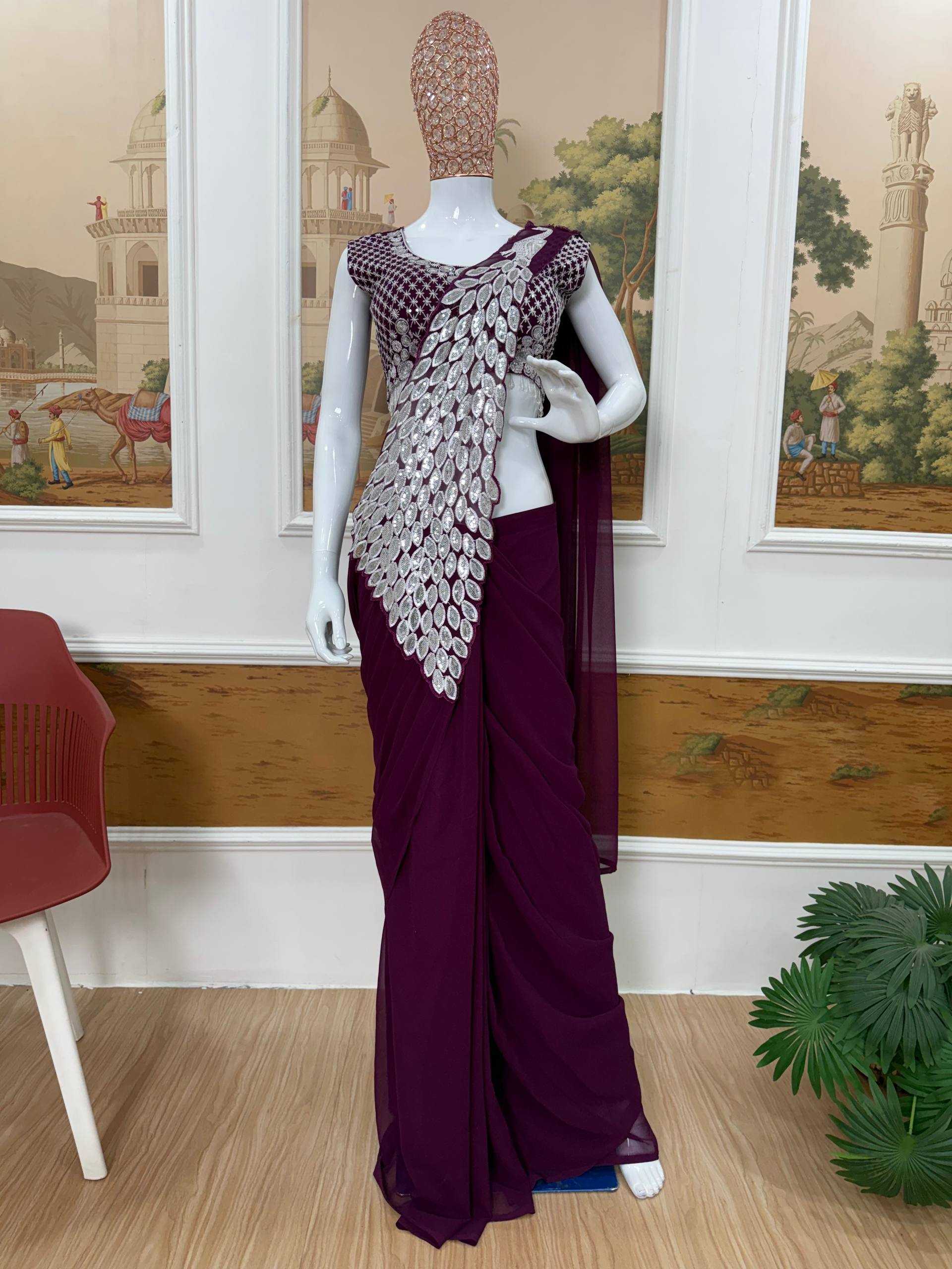 Ynf Faux Georgette RIN215 1165 Sarees Wholesale Designer Sarees Ready To Wear Sarees Embroidered Sarees Manufacturer- Kapda Export