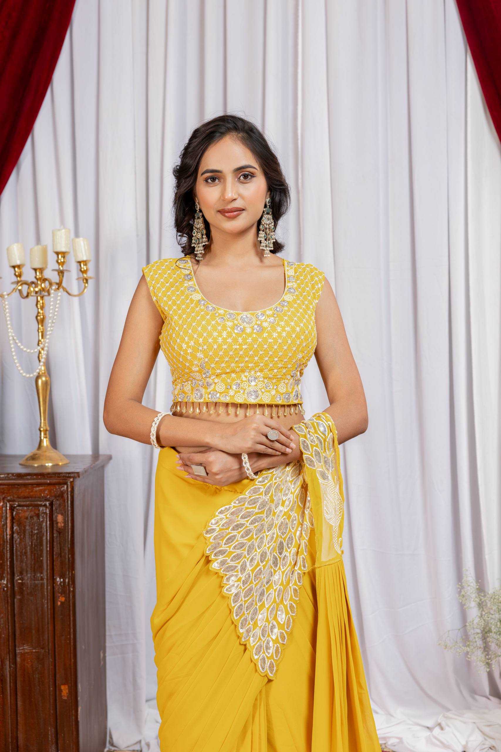 Ynf Faux Georgette RIN215 1165 Sarees Wholesale Designer Sarees Ready To Wear Sarees Embroidered Sarees Manufacturer- Kapda Export