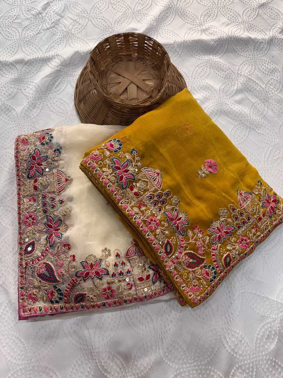 Ynf FENDY KESH659 Gucci3 Sarees Wholesale Embroidered Sarees Lace Border Sarees Cutwork Saree Manufacturer- Kapda Export