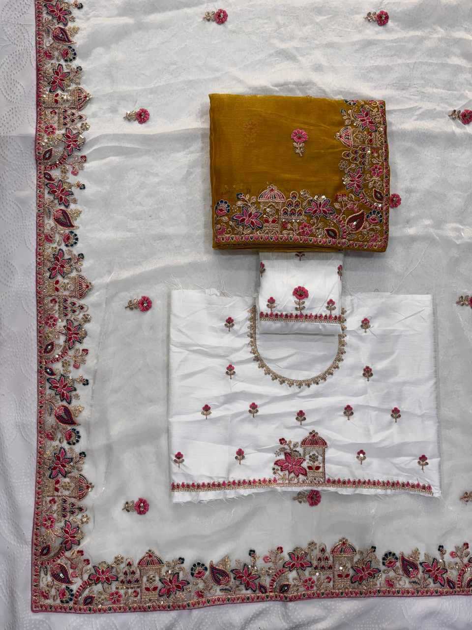 Ynf FENDY KESH659 Gucci3 Sarees Wholesale Embroidered Sarees Lace Border Sarees Cutwork Saree Manufacturer- Kapda Export