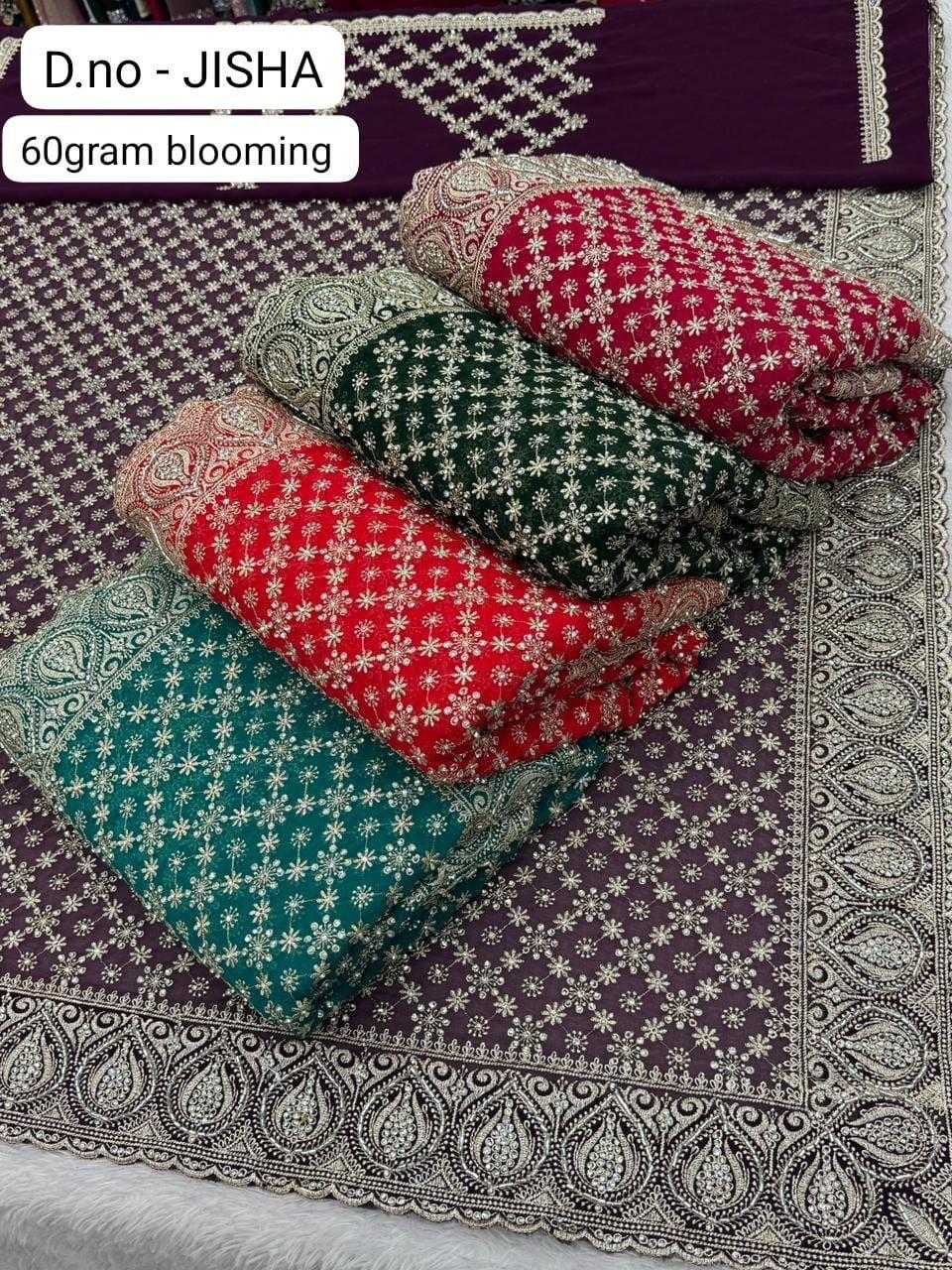 Ynf Georgette KESH114 JISHA Sarees Festive Collections Wholesale Georgette Sarees Embroidered Sarees Zari Sarees Manufacturer- Kapda Export