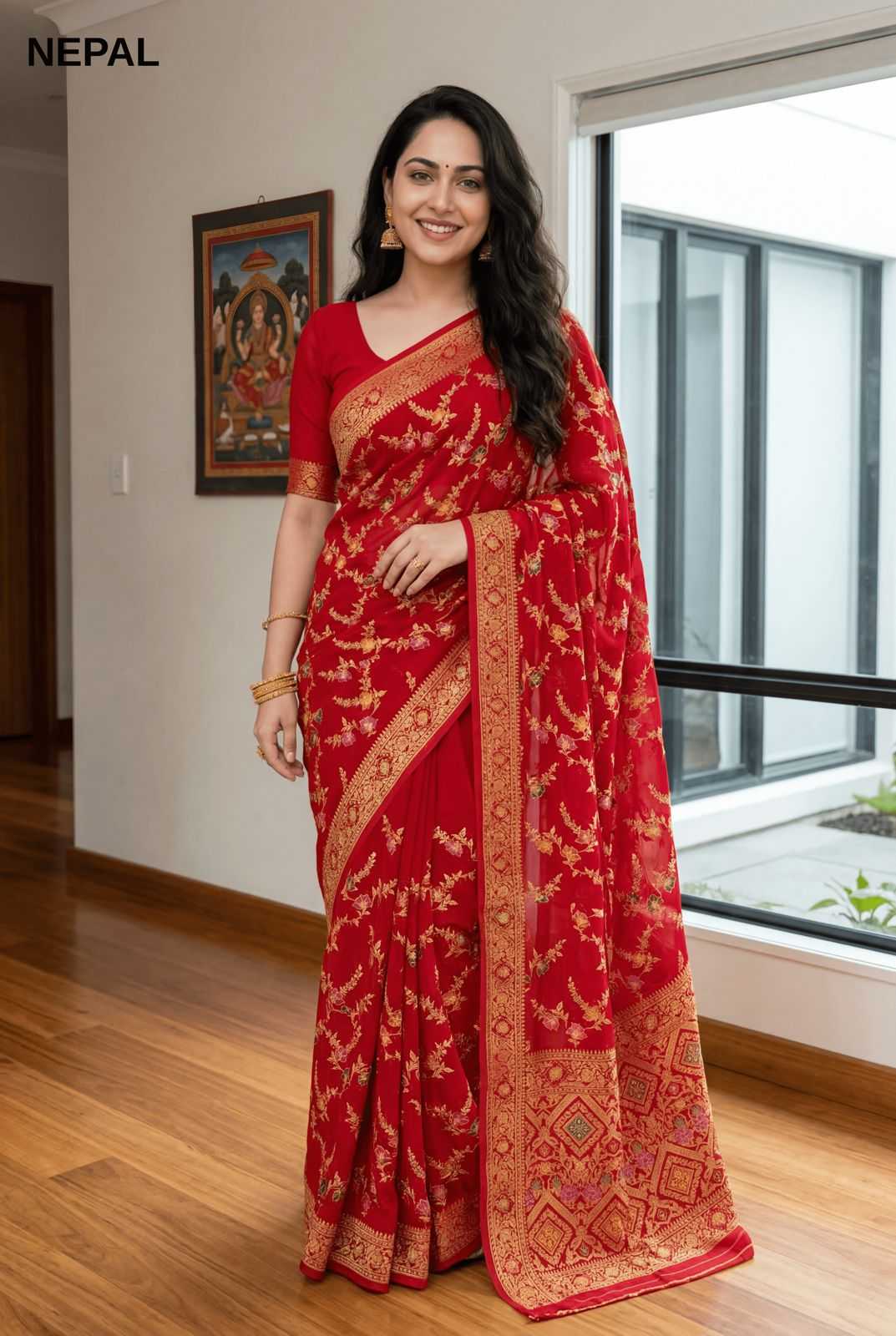 Ynf Georgette KESH114 NEPAL Sarees Festive Collections Wholesale Printed Sarees Georgette Sarees Festive Sarees Manufacturer- Kapda Export