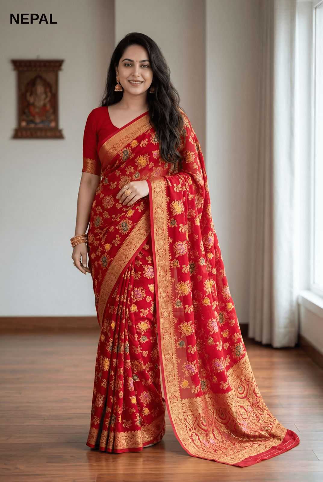 Ynf Georgette KESH114 NEPAL Sarees Festive Collections Wholesale Printed Sarees Georgette Sarees Festive Sarees Manufacturer- Kapda Export