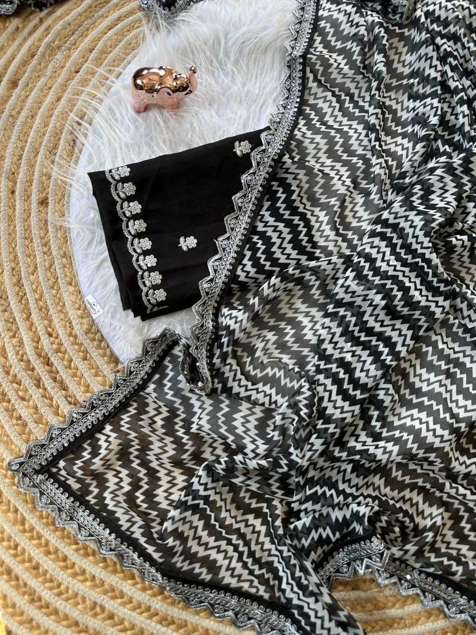 Ynf Georgette KESH511 1048 Sarees Wholesale Embroidered Sarees Lace Border Sarees Traditional Sarees Manufacturer- Kapda Export