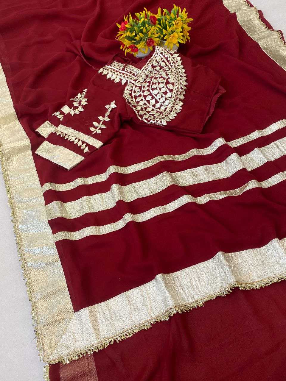 Ynf Georgette KESH538 1212 Sarees Wholesale Georgette Sarees Sequence Sarees Gota Patti Sarees Manufacturer- Kapda Export