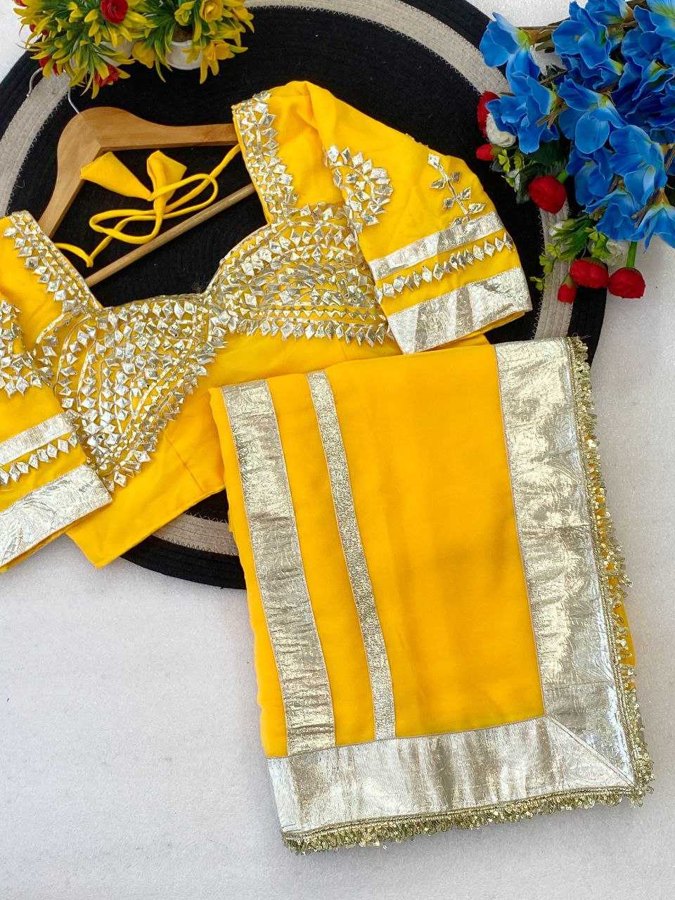 Ynf Georgette KESH538 1212 Sarees Wholesale Georgette Sarees Sequence Sarees Gota Patti Sarees Manufacturer- Kapda Export