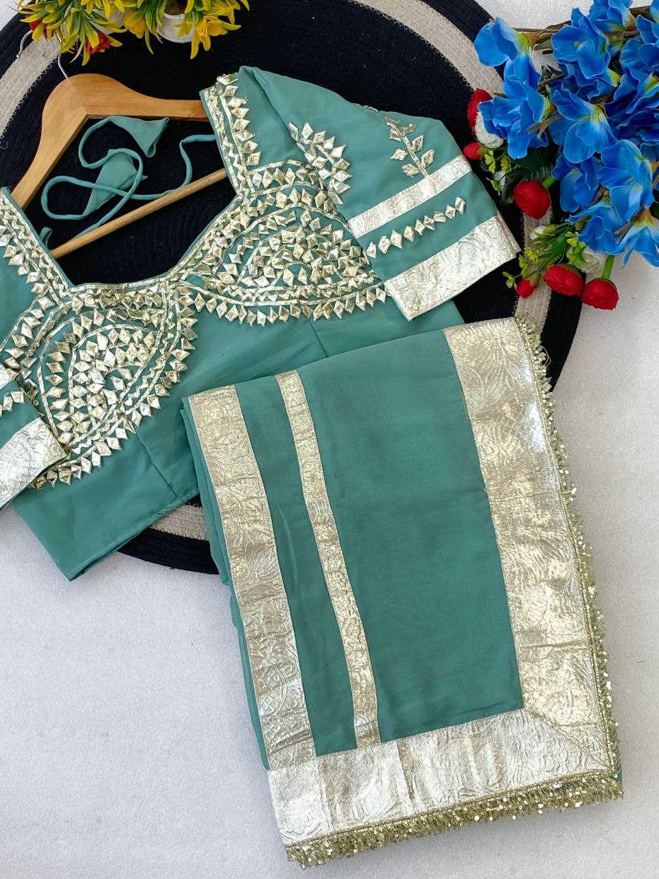 Ynf Georgette KESH538 1212 Sarees Wholesale Georgette Sarees Sequence Sarees Gota Patti Sarees Manufacturer- Kapda Export