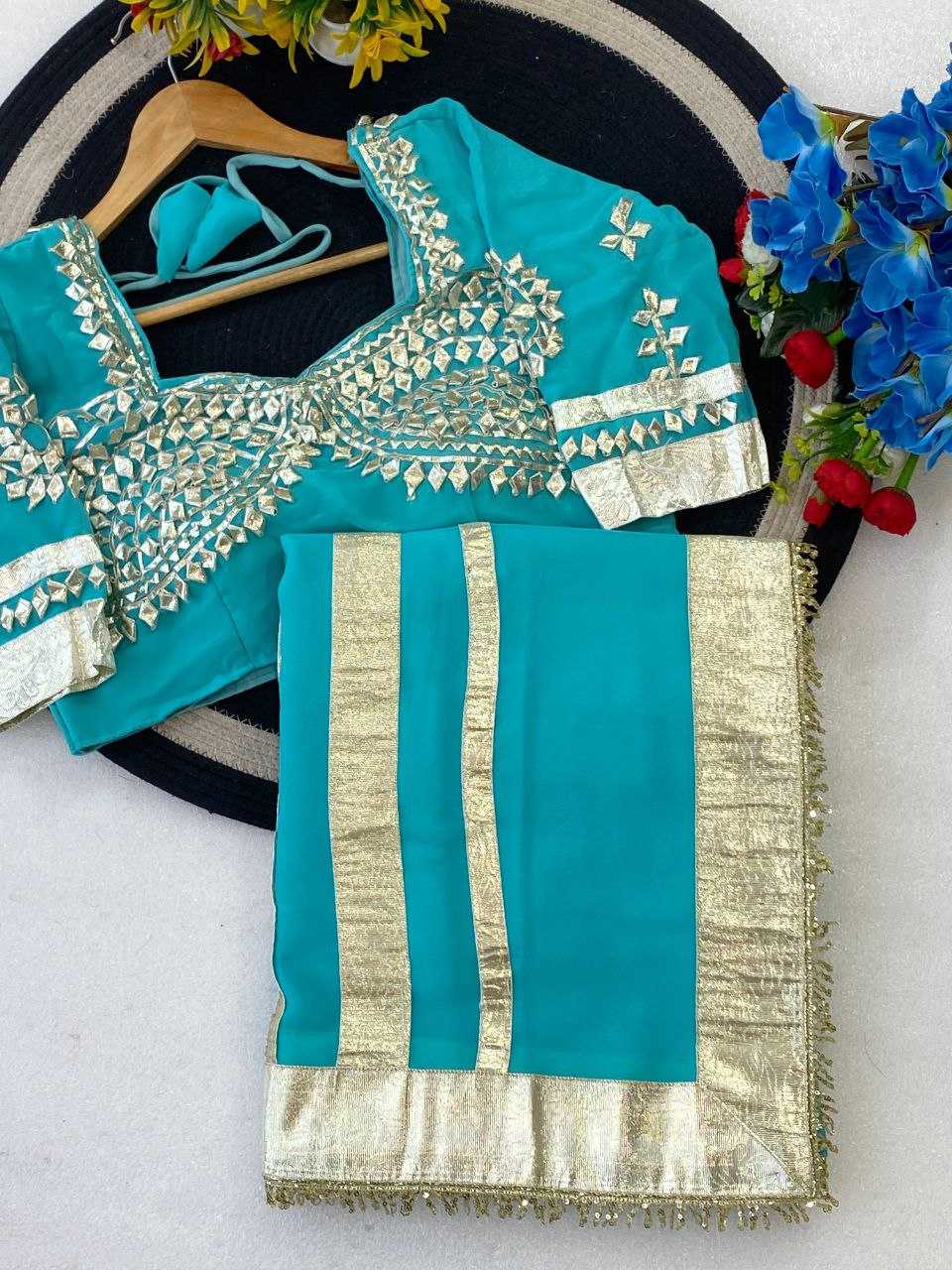 Ynf Georgette KESH538 1212 Sarees Wholesale Georgette Sarees Sequence Sarees Gota Patti Sarees Manufacturer- Kapda Export