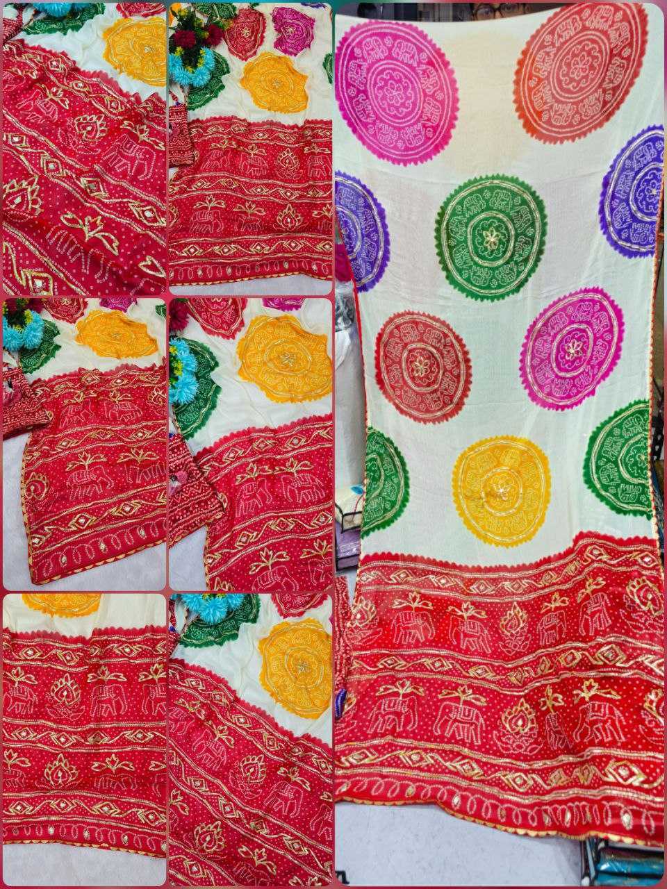 Ynf Georgette KESH538 1233 Sarees Wholesale Printed Sarees Gota Patti Sarees Bandhani Sarees Manufacturer- Kapda Export