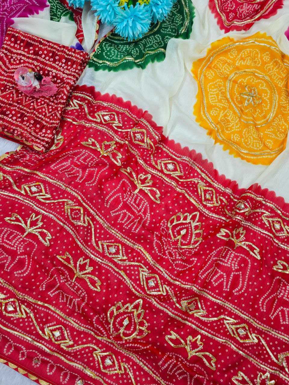 Ynf Georgette KESH538 1233 Sarees Wholesale Printed Sarees Gota Patti Sarees Bandhani Sarees Manufacturer- Kapda Export