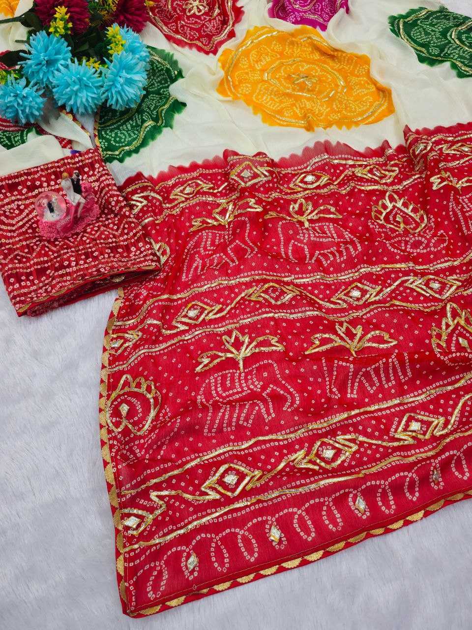 Ynf Georgette KESH538 1233 Sarees Wholesale Printed Sarees Gota Patti Sarees Bandhani Sarees Manufacturer- Kapda Export