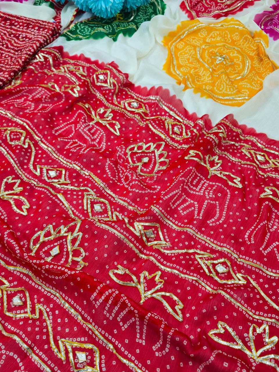 Ynf Georgette KESH538 1233 Sarees Wholesale Printed Sarees Gota Patti Sarees Bandhani Sarees Manufacturer- Kapda Export