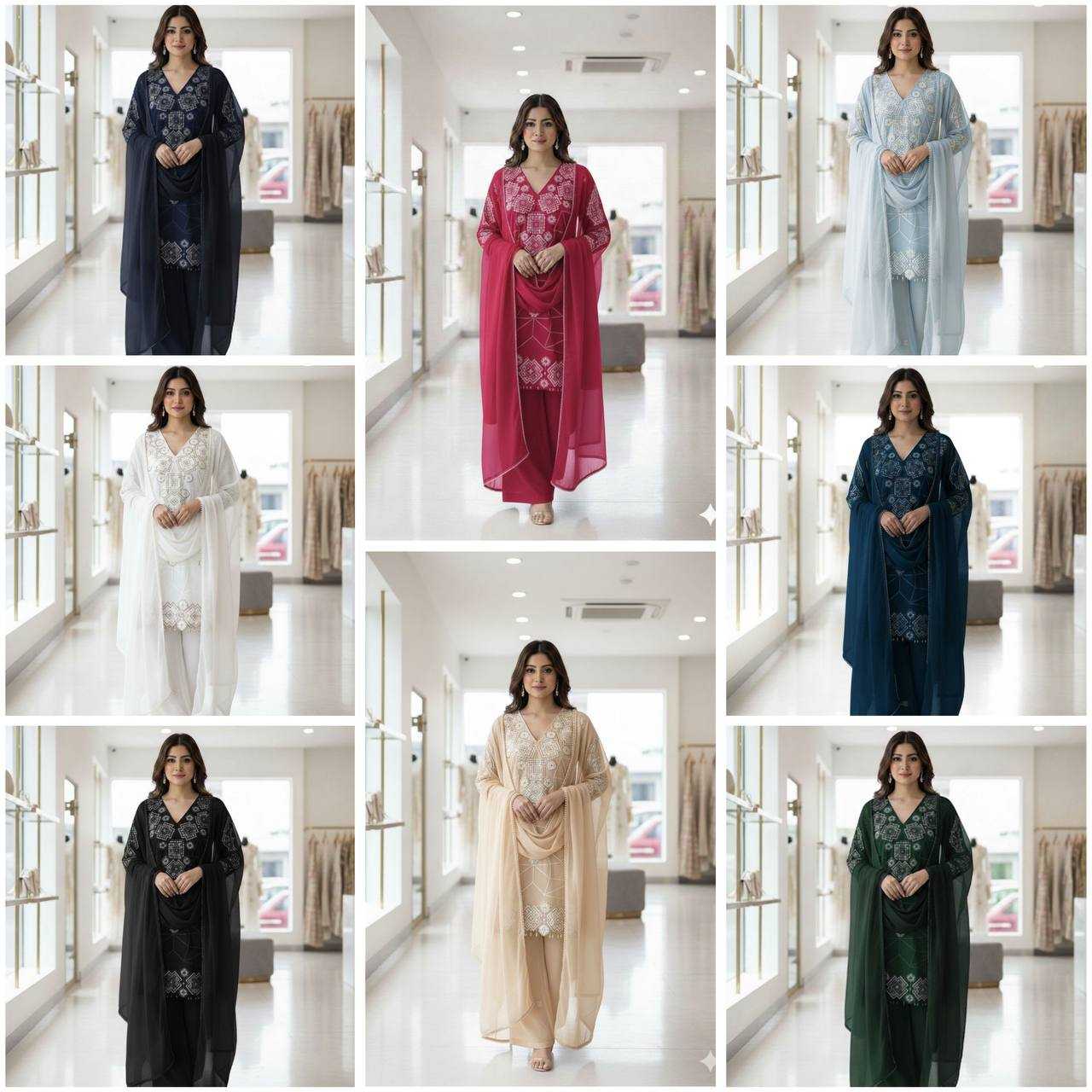 Ynf Georgette KESH678 2063 Suits & Dresses Wholesale Embroidery Suits Palazzo Suit Georgette Suit Manufacturer- Kapda Export