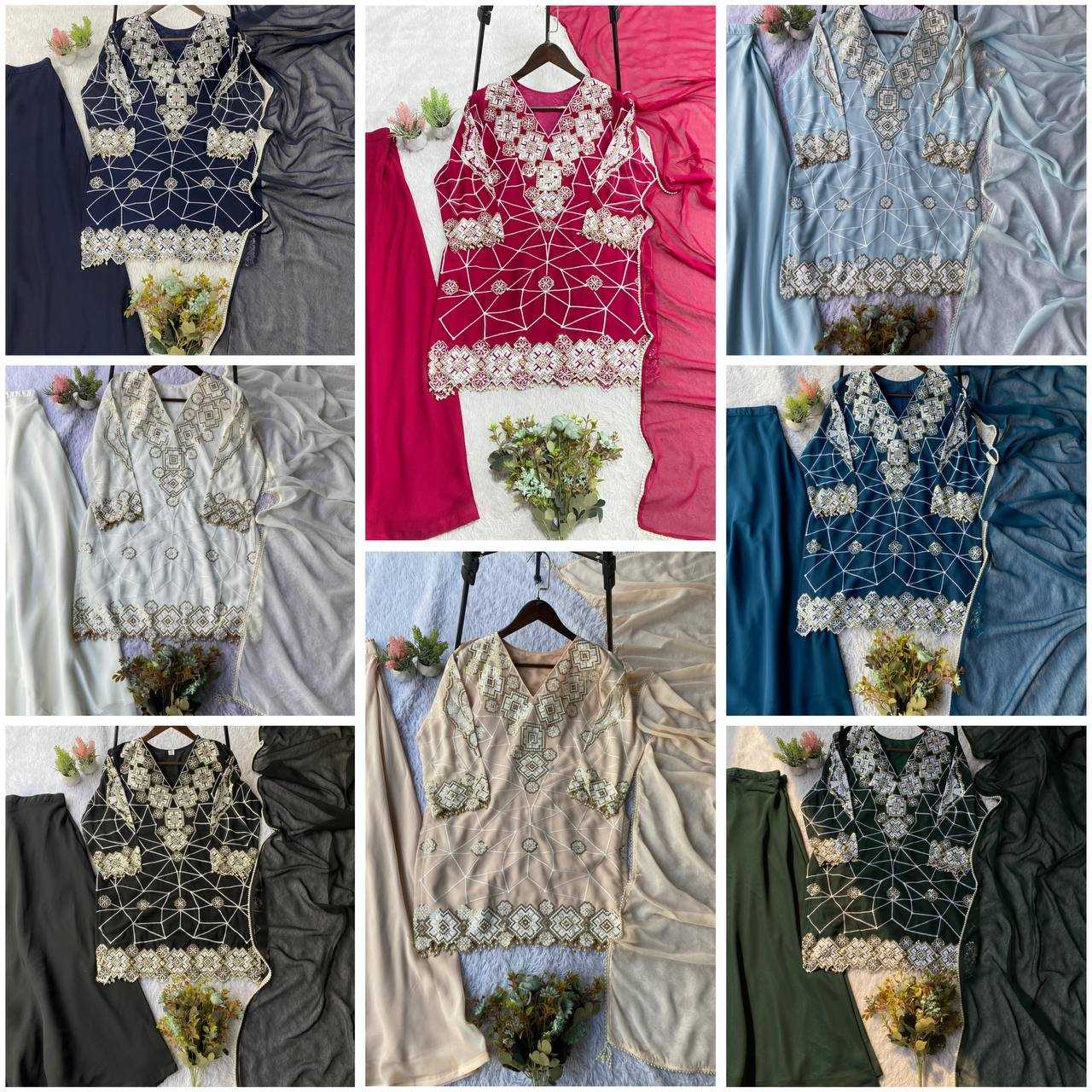 Ynf Georgette KESH678 2063 Suits & Dresses Wholesale Embroidery Suits Palazzo Suit Georgette Suit Manufacturer- Kapda Export