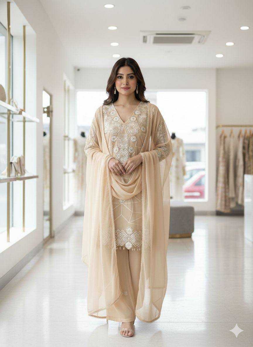 Ynf Georgette KESH678 2063 Suits & Dresses Wholesale Embroidery Suits Palazzo Suit Georgette Suit Manufacturer- Kapda Export
