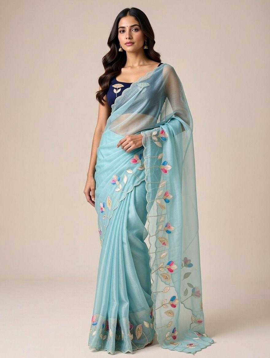 Ynf Georgette KESH681 105 Sarees Festive Collections Wholesale Georgette Sarees Floral Sarees Cutwork Saree Manufacturer- Kapda Export