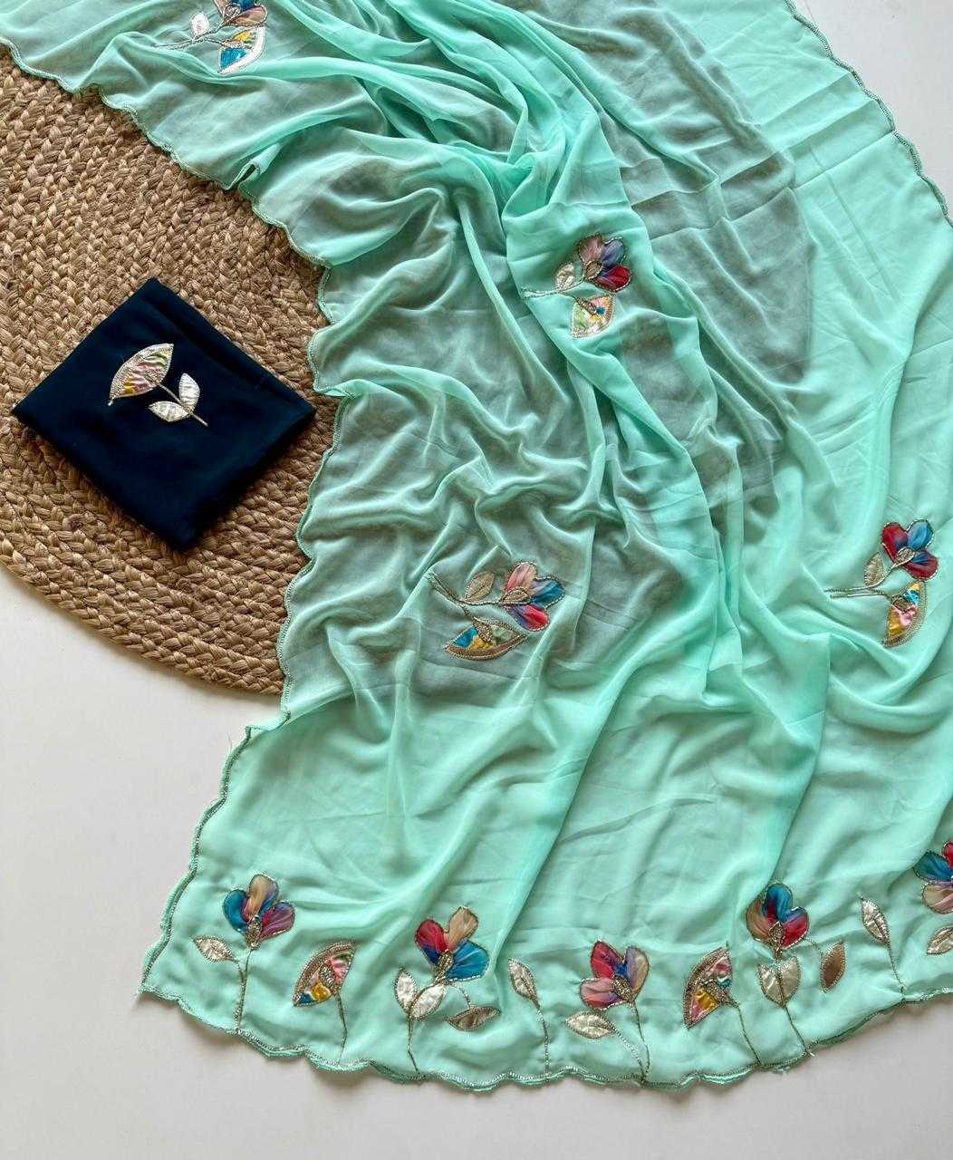 Ynf Georgette KESH681 105 Sarees Festive Collections Wholesale Georgette Sarees Floral Sarees Cutwork Saree Manufacturer- Kapda Export