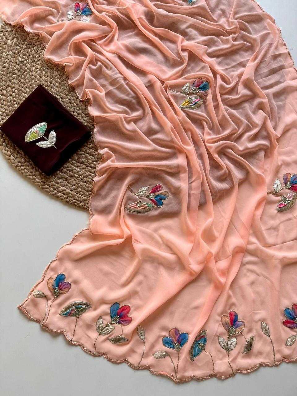 Ynf Georgette KESH681 105 Sarees Festive Collections Wholesale Georgette Sarees Floral Sarees Cutwork Saree Manufacturer- Kapda Export