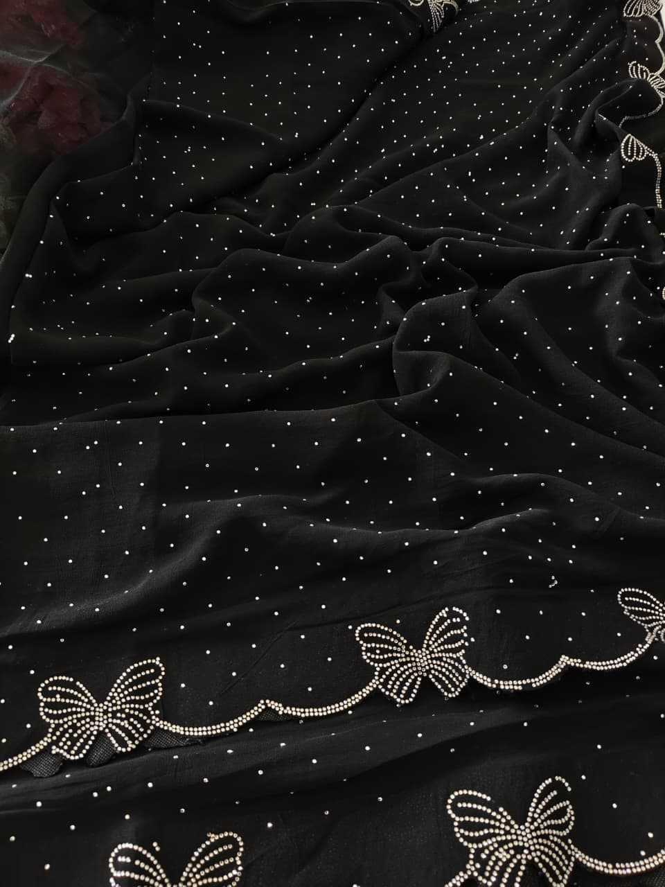 Ynf Georgette KESH682 Ajmila Sarees Wholesale Designer Sarees Georgette Sarees Black Sarees Manufacturer- Kapda Export