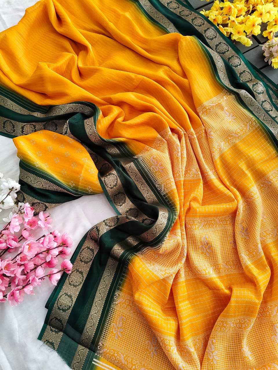 Ynf Georgette KESH682 Ameesha Sarees Wholesale Designer Sarees Georgette Sarees Jacquard Saree Manufacturer- Kapda Export