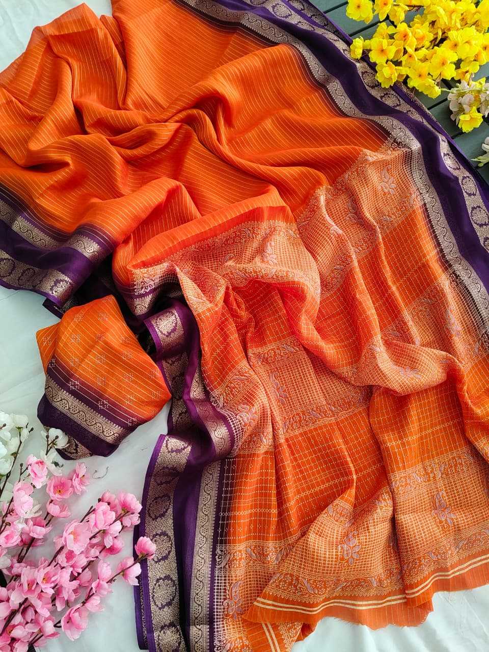 Ynf Georgette KESH682 Ameesha Sarees Wholesale Designer Sarees Georgette Sarees Jacquard Saree Manufacturer- Kapda Export