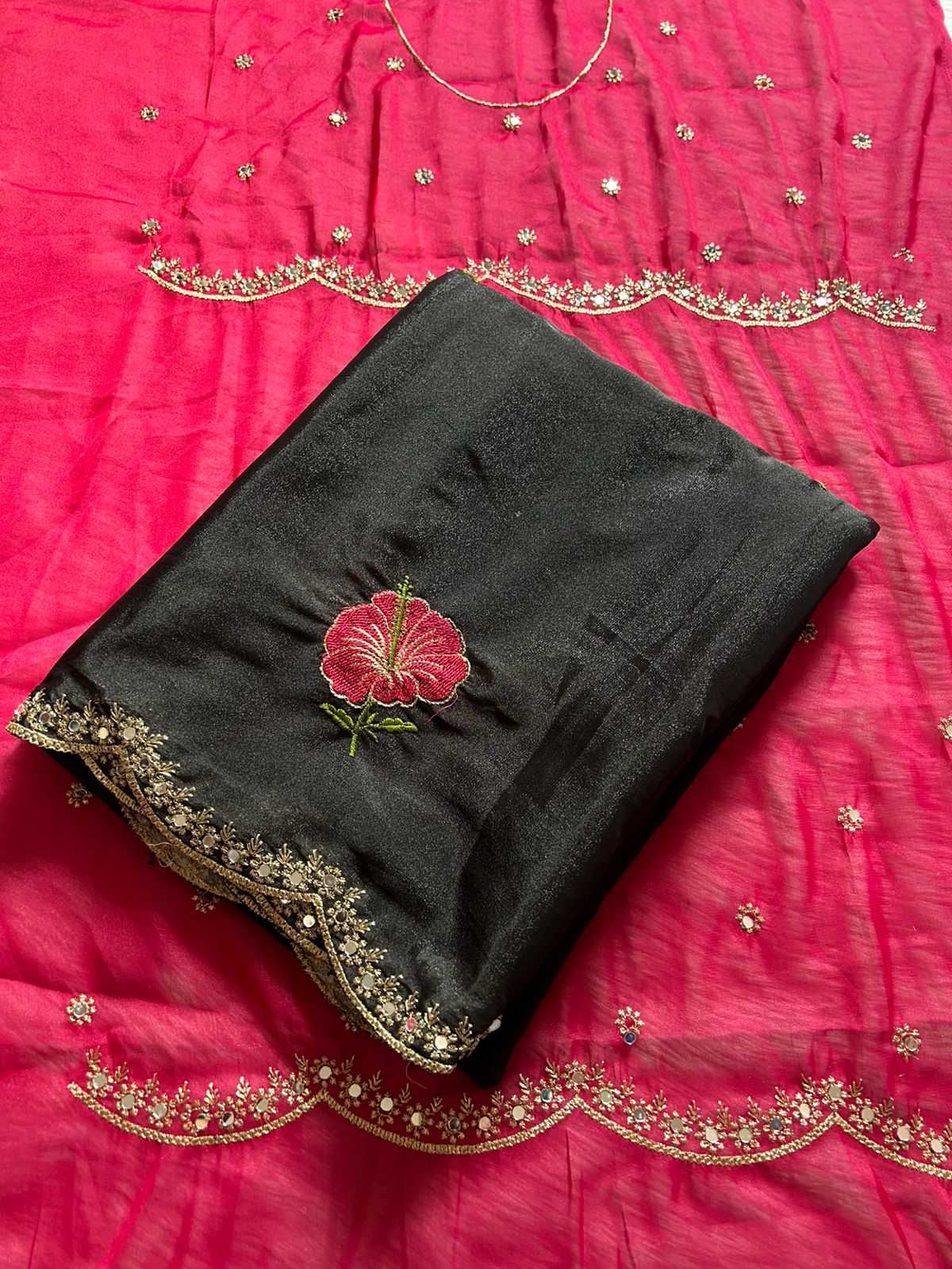 Ynf Georgette KESH682 Darika Sarees Wholesale Georgette Sarees Embroidered Sarees Black Sarees Manufacturer- Kapda Export