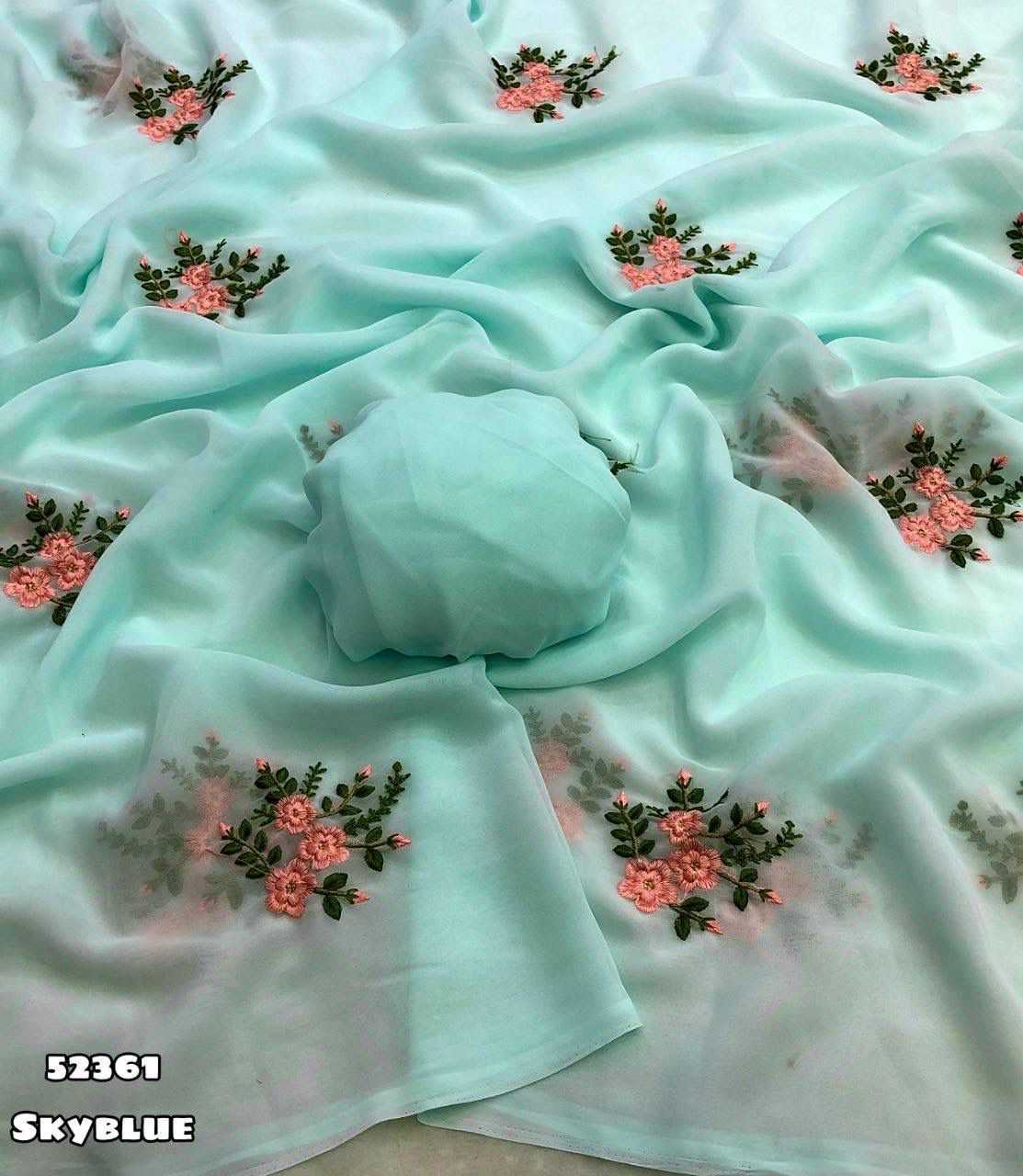 Ynf Georgette KESH683 52361 Sarees Wholesale Designer Sarees Georgette Sarees Embroidered Sarees Manufacturer- Kapda Export