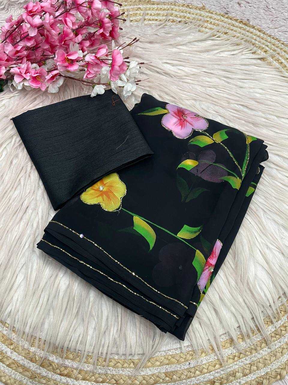 Ynf Georgette RIN230 716 Sarees Wholesale Printed Sarees Cutwork Saree Manufacturer- Kapda Export