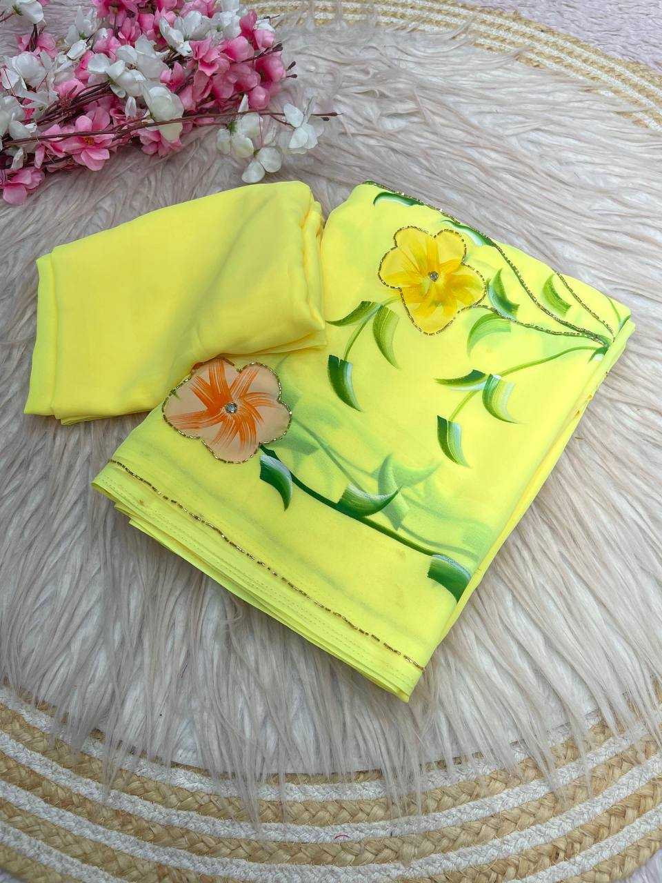 Ynf Georgette RIN230 716 Sarees Wholesale Printed Sarees Cutwork Saree Manufacturer- Kapda Export