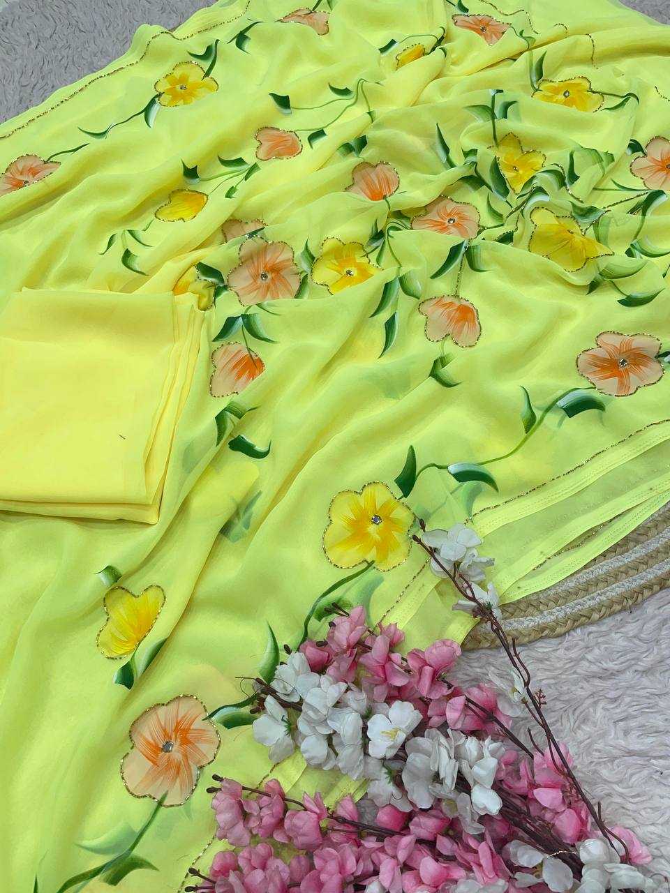 Ynf Georgette RIN230 716 Sarees Wholesale Printed Sarees Cutwork Saree Manufacturer- Kapda Export