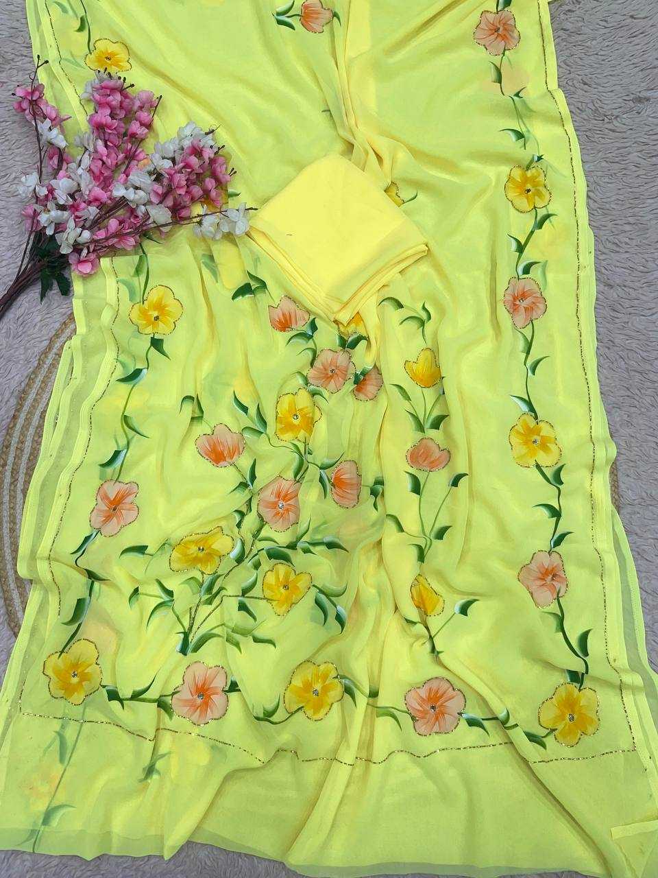 Ynf Georgette RIN230 716 Sarees Wholesale Printed Sarees Cutwork Saree Manufacturer- Kapda Export