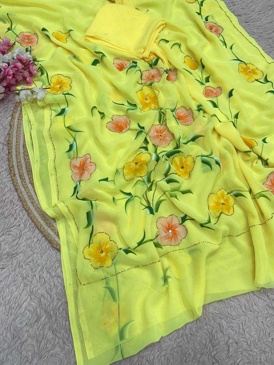 Ynf Georgette RIN230 716 Sarees Wholesale Printed Sarees Cutwork Saree Manufacturer- Kapda Export