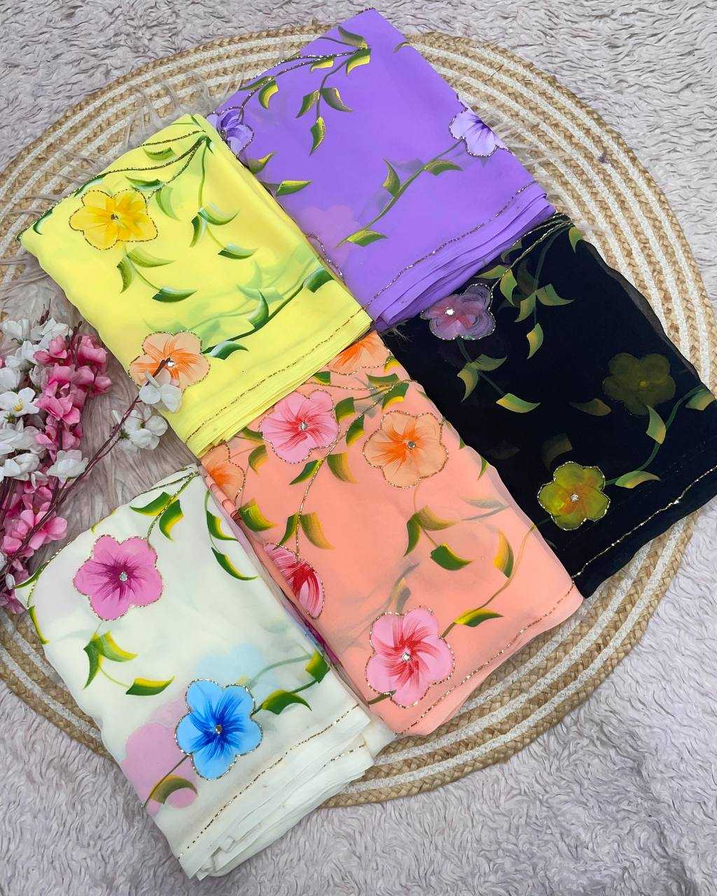 Ynf Georgette RIN230 716 Sarees Wholesale Printed Sarees Cutwork Saree Manufacturer- Kapda Export