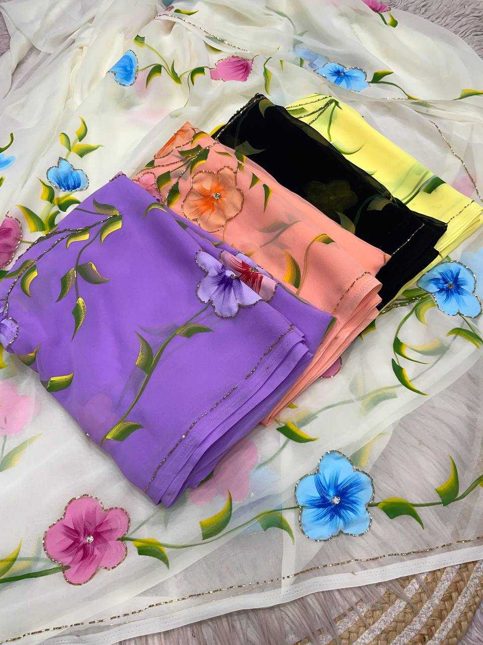 Ynf Georgette RIN230 716 Sarees Wholesale Printed Sarees Cutwork Saree Manufacturer- Kapda Export