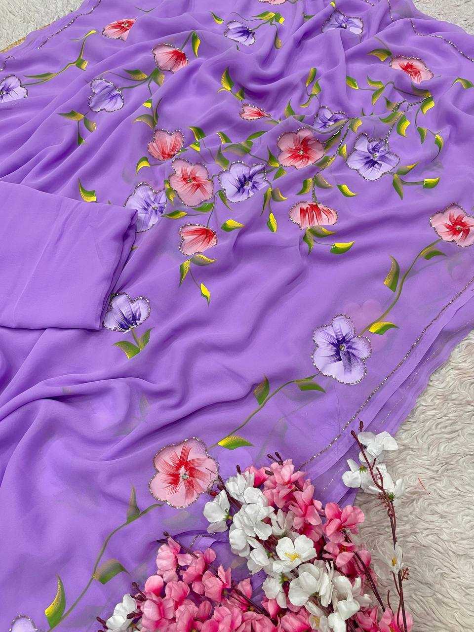 Ynf Georgette RIN230 716 Sarees Wholesale Printed Sarees Cutwork Saree Manufacturer- Kapda Export