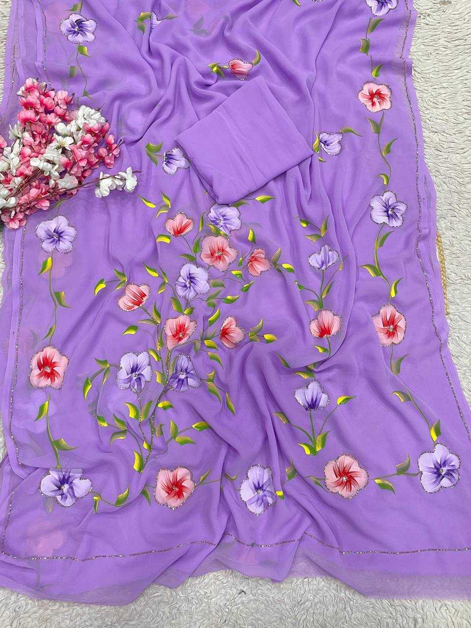 Ynf Georgette RIN230 716 Sarees Wholesale Printed Sarees Cutwork Saree Manufacturer- Kapda Export