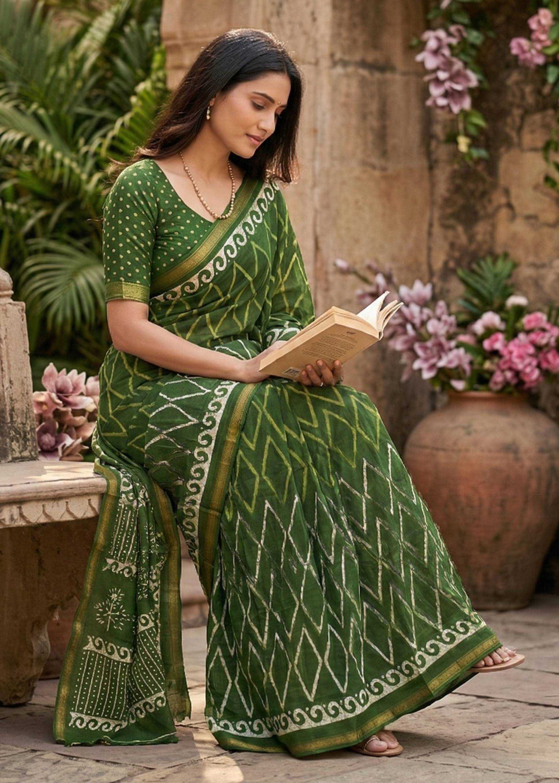 Ynf Heavy Maslin Cotton RIN229 Print Sarees Wholesale Printed Sarees Zari Border Sarees Cotton Sarees Manufacturer- Kapda Export