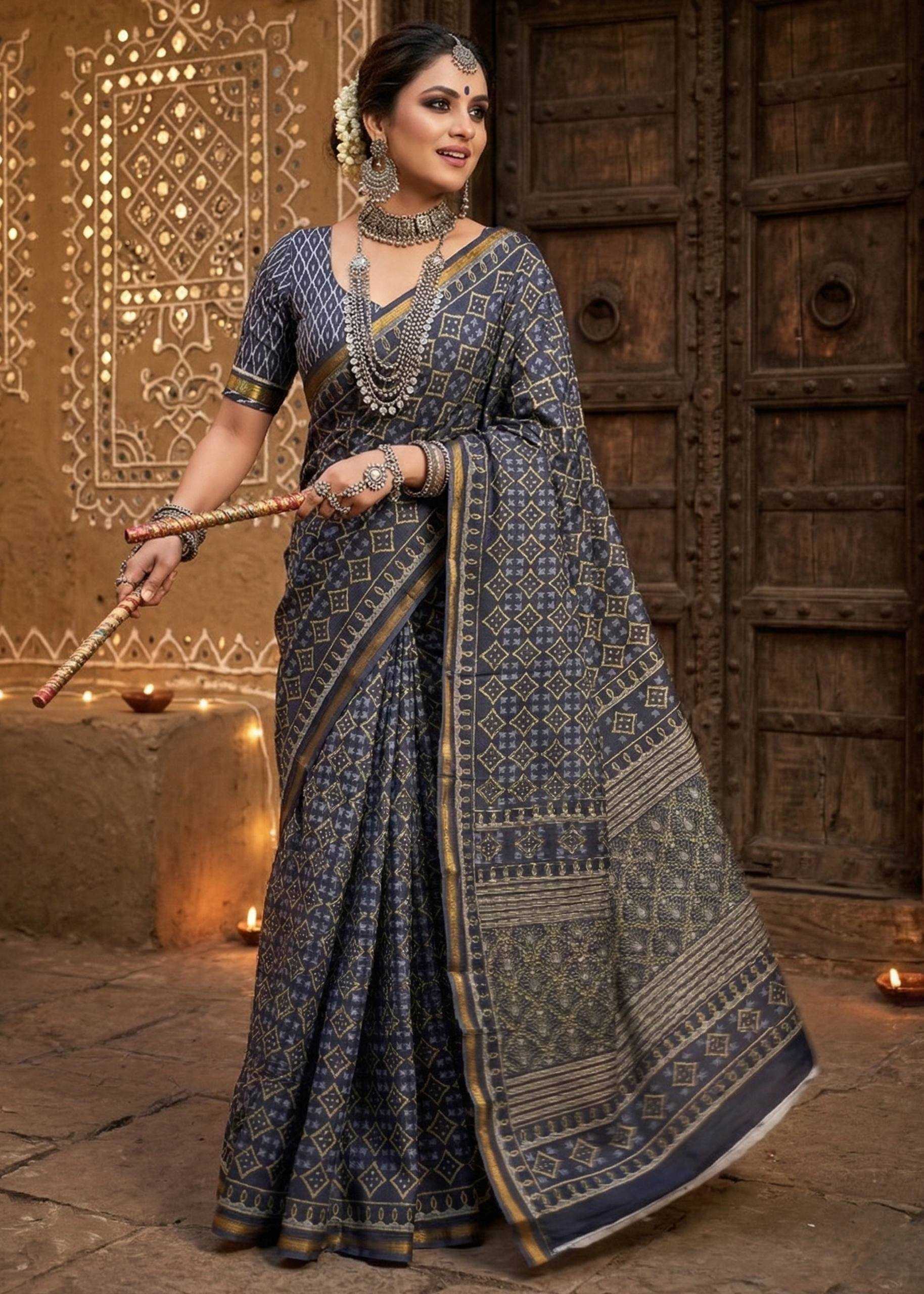 Ynf Heavy Maslin Cotton RIN229 saree Sarees Wholesale Printed Sarees Zari Border Sarees Cotton Sarees Manufacturer- Kapda Export