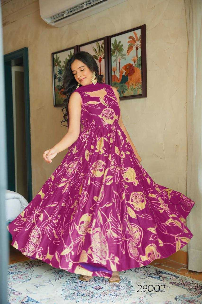 Ynf Heavy Rayon RIN131 LUCAYA Gowns Wholesale Printed Gowns Anarkali Gown Georgette Gown Manufacturer- Kapda Export